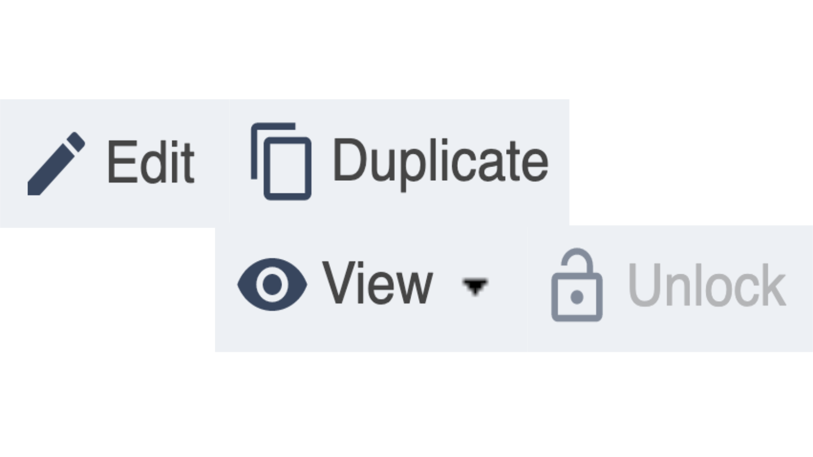 How do I Edit, Delete, Duplicate, View or Unlock an asset?